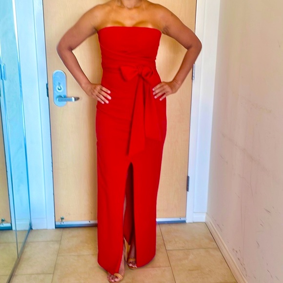 Lulu’s Classy Red Strapless Form Fitted Maxi Dress - Picture 5 of 10